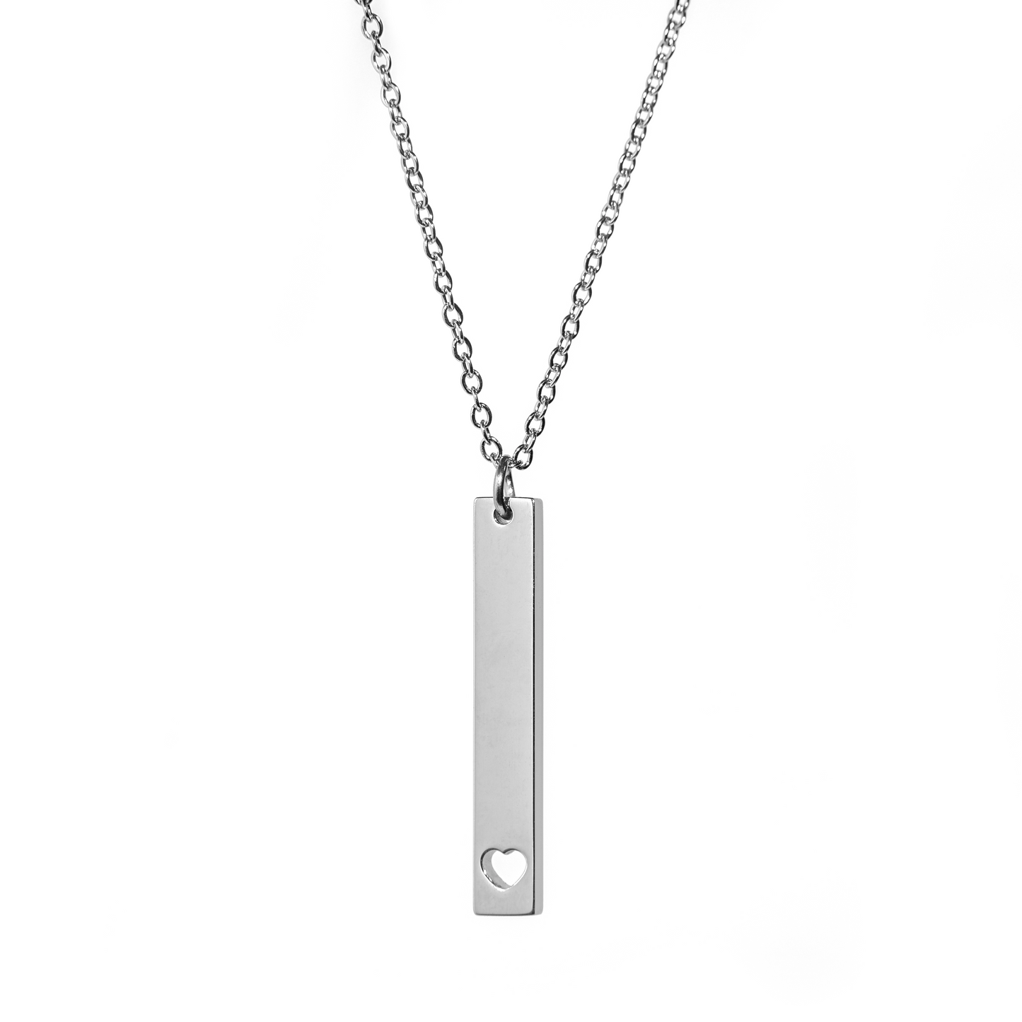 Heart Cutout Vertical Stainless Steel bar Necklace