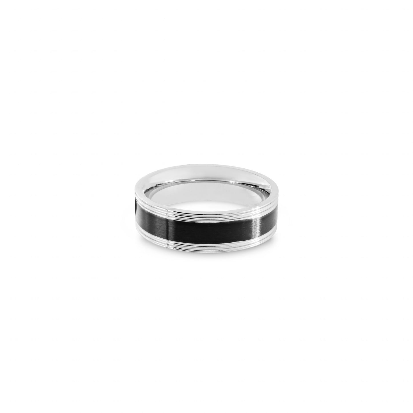 Black Center Polished Stainless Steel Ring