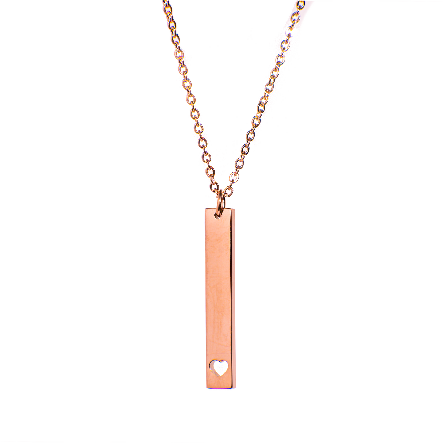 Heart Cutout Vertical Stainless Steel bar Necklace