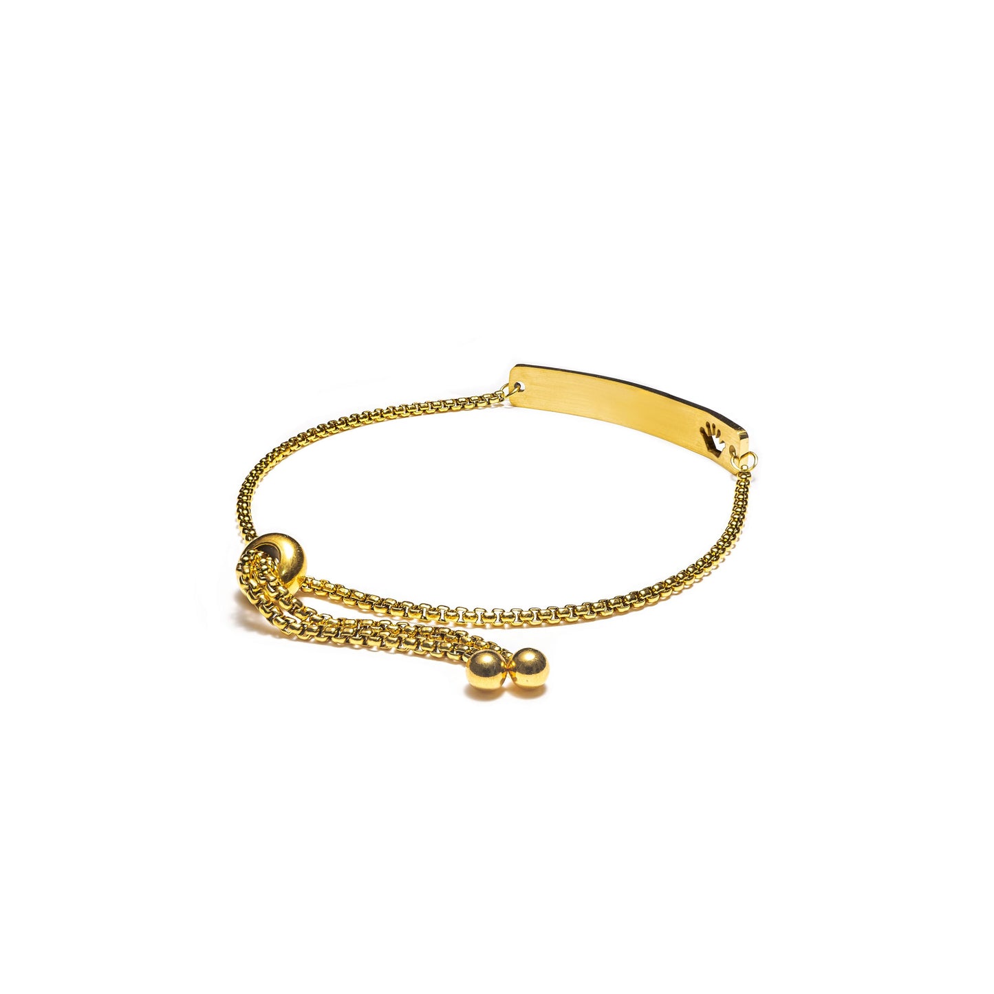 Curved Cutout Crown Adjustable Stainless Steel Bar Bracelet
