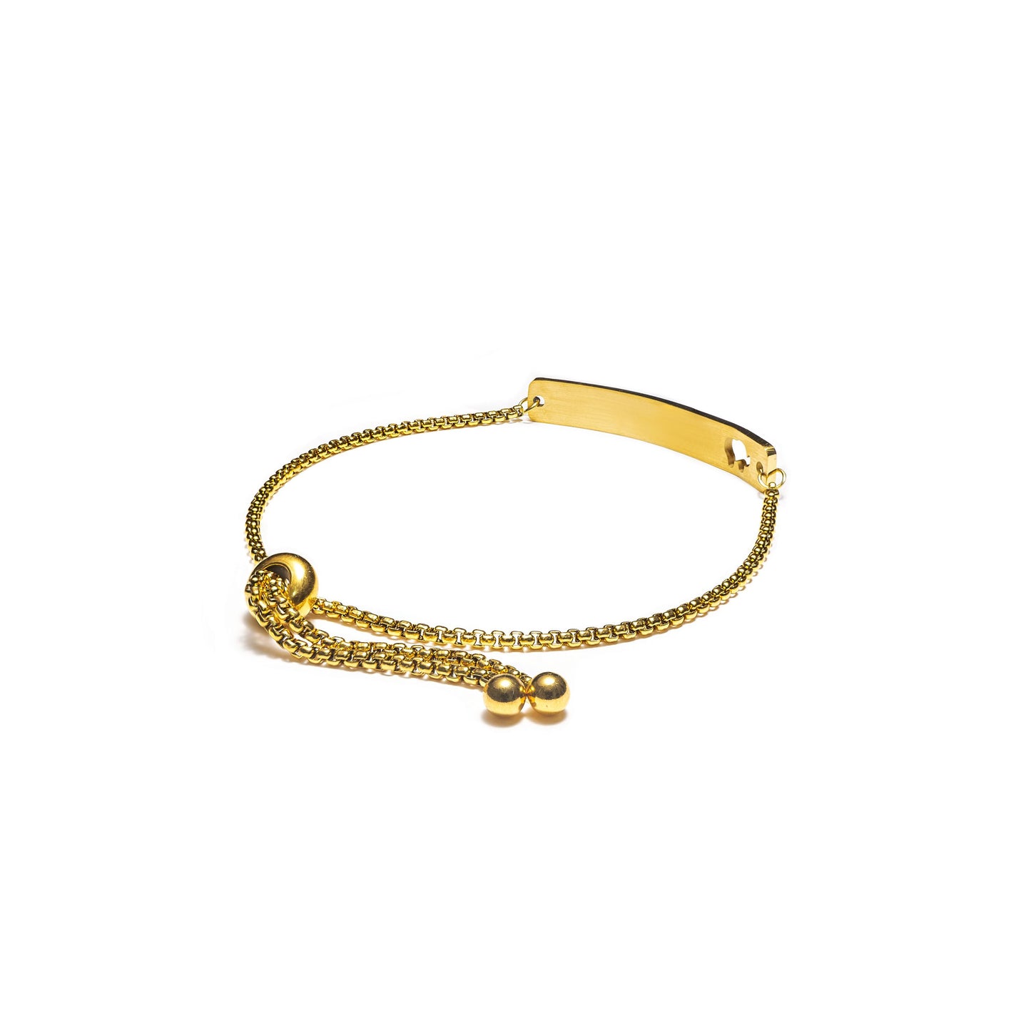 Curved Cutout Elephant Adjustable Stainless Steel Bar Bracelet