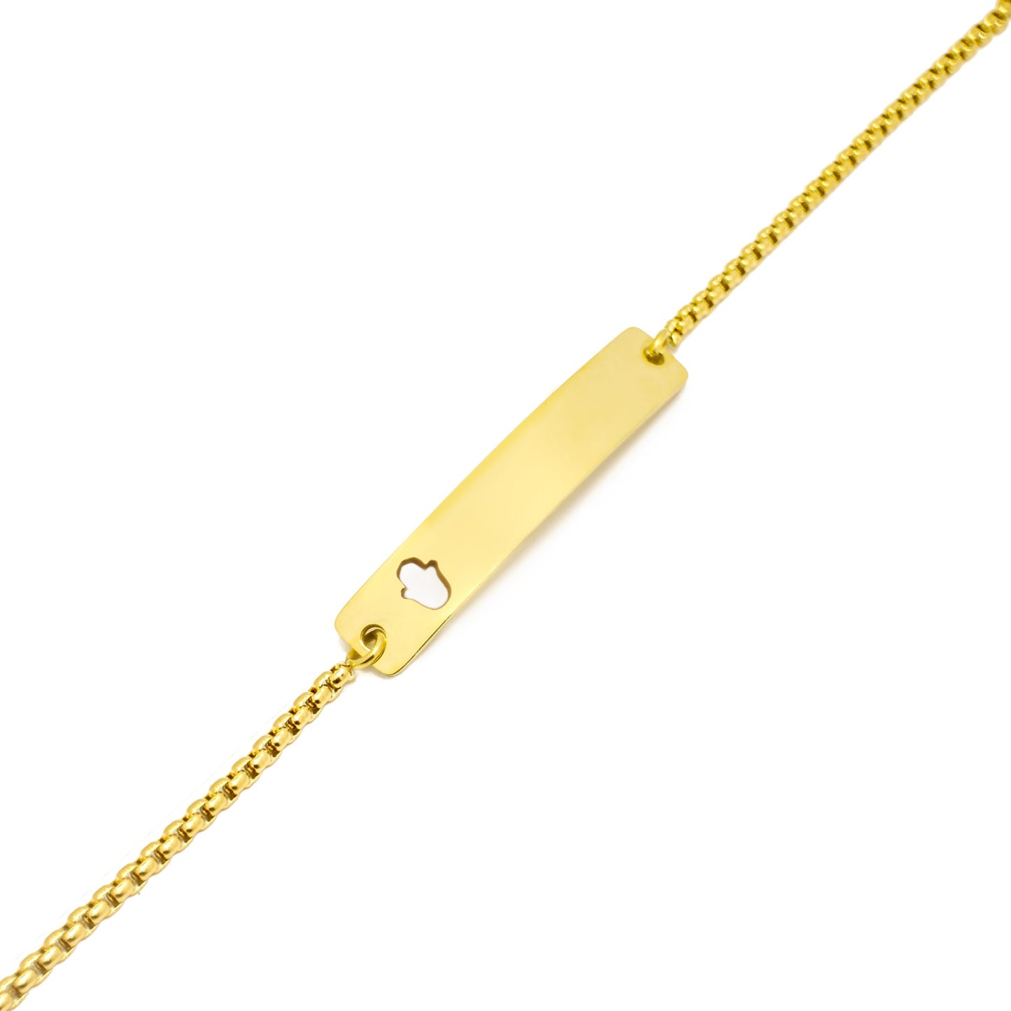 Curved Cutout Hand Adjustable Stainless Steel Bar Bracelet