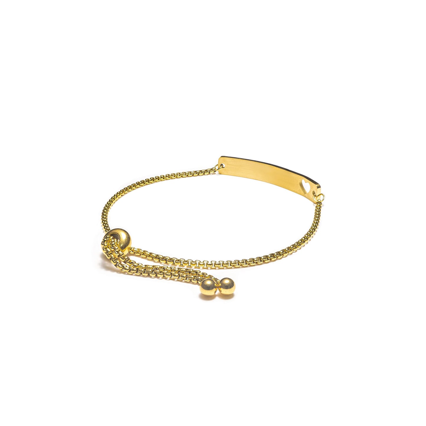 Curved Cutout Heart Adjustable Stainless Steel Bar Bracelet