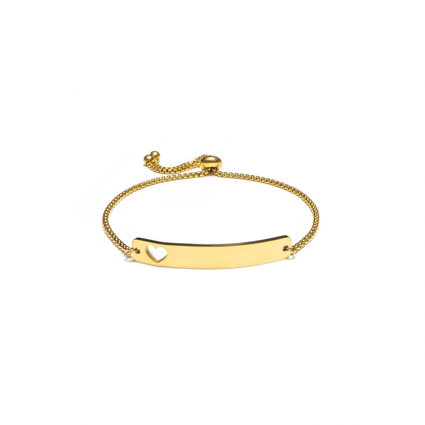 Curved Cutout Heart Adjustable Stainless Steel Bar Bracelet