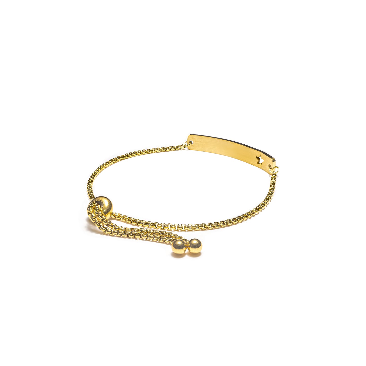Curved Cutout Star Adjustable Stainless Steel Bar Bracelet