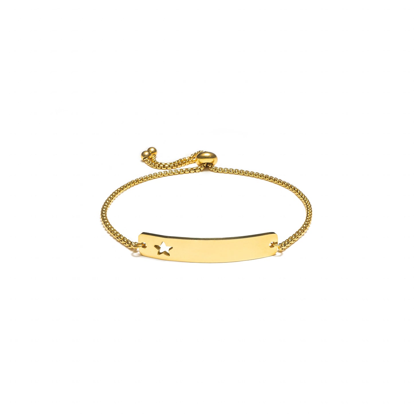 Curved Cutout Star Adjustable Stainless Steel Bar Bracelet