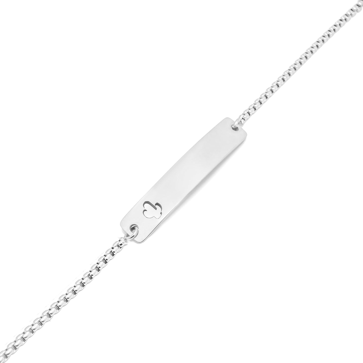 Curved Cutout Cactus Adjustable Stainless Steel Bar Bracelet