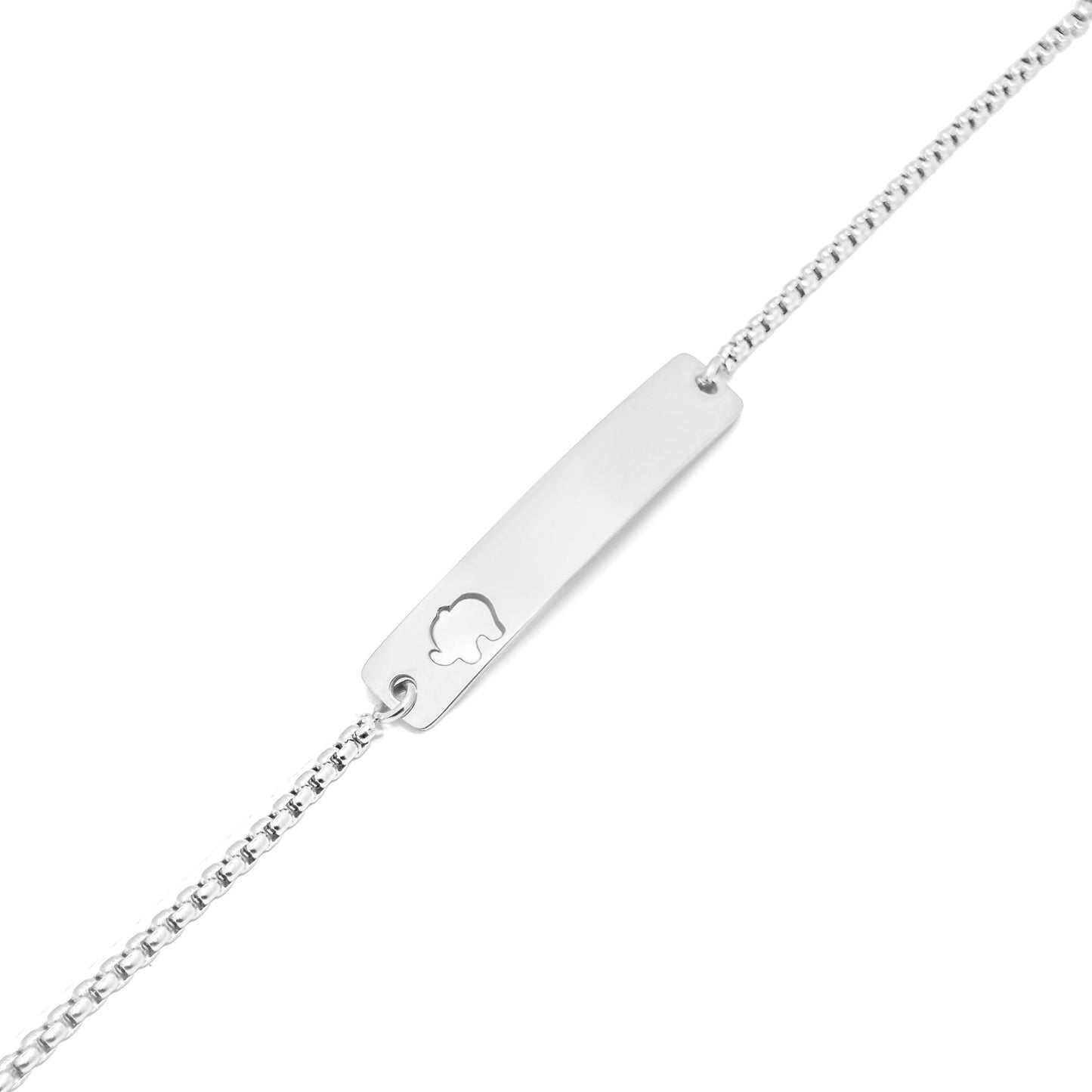 Curved Cutout Elephant Adjustable Stainless Steel Bar Bracelet