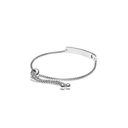 Curved Cutout Hand Adjustable Stainless Steel Bar Bracelet