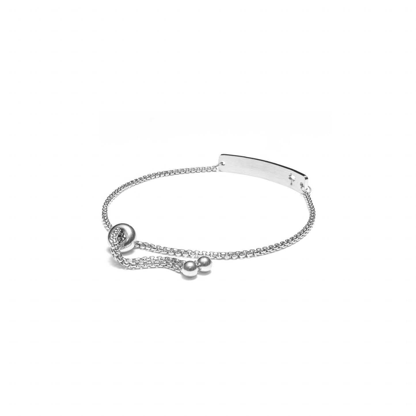 Curved Cutout Palm Tree Adjustable Stainless Steel Bar Bracelet