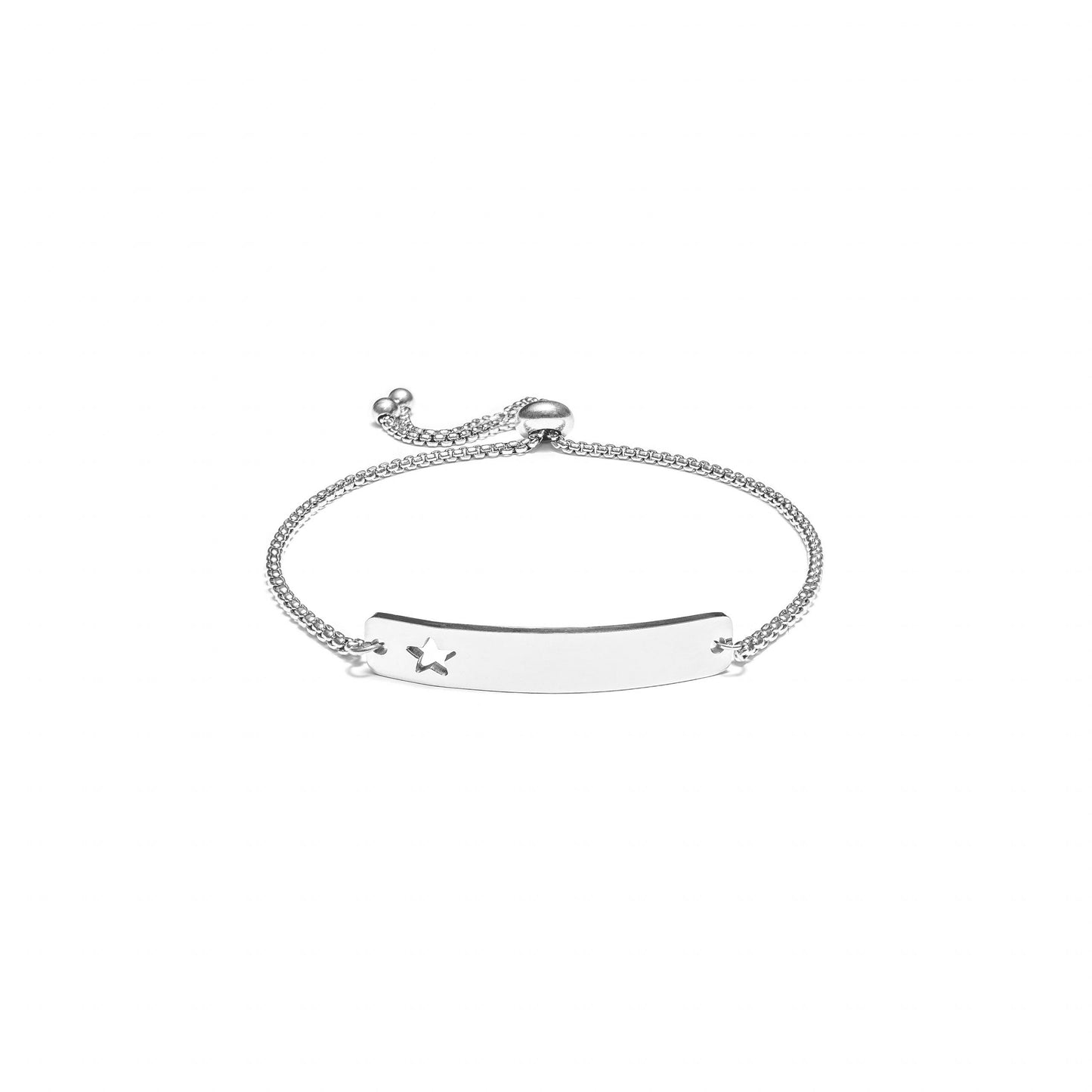 Curved Cutout Star Adjustable Stainless Steel Bar Bracelet