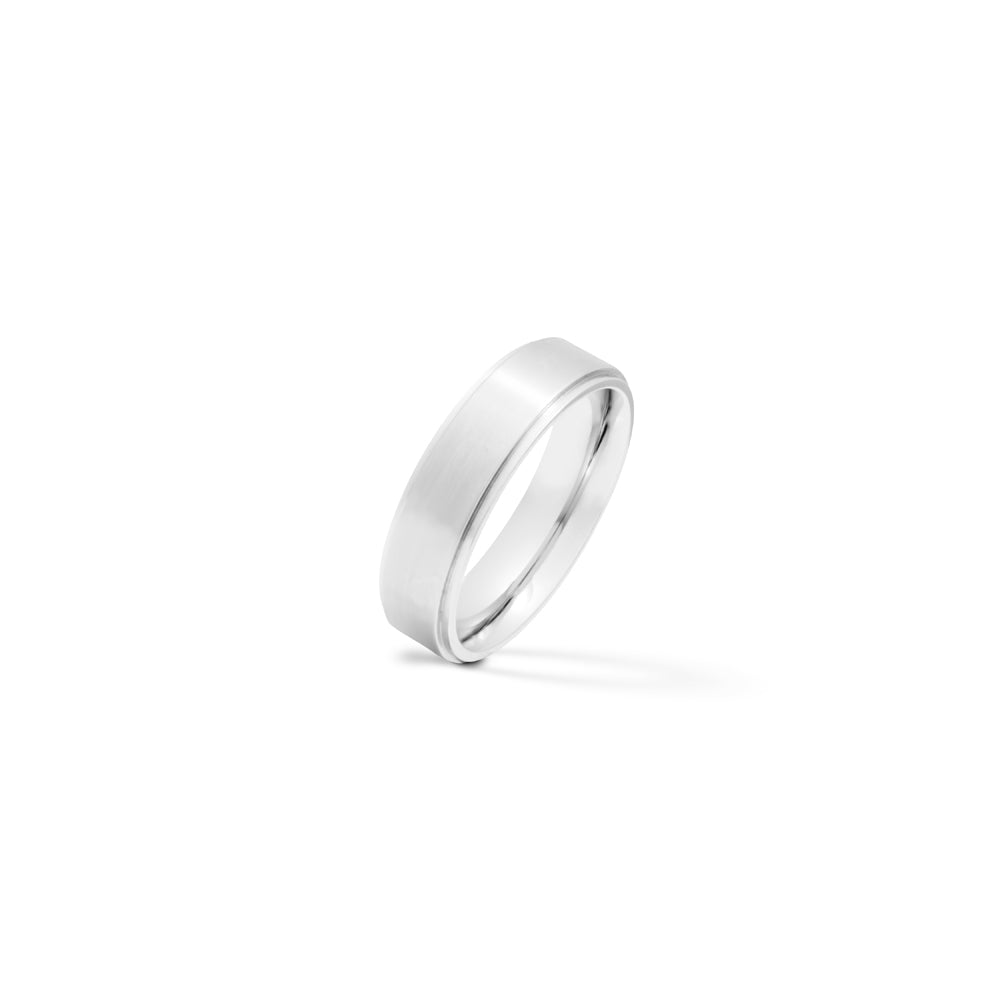 Brushed Flat Center with Polished Edge Stainless Steel Ring