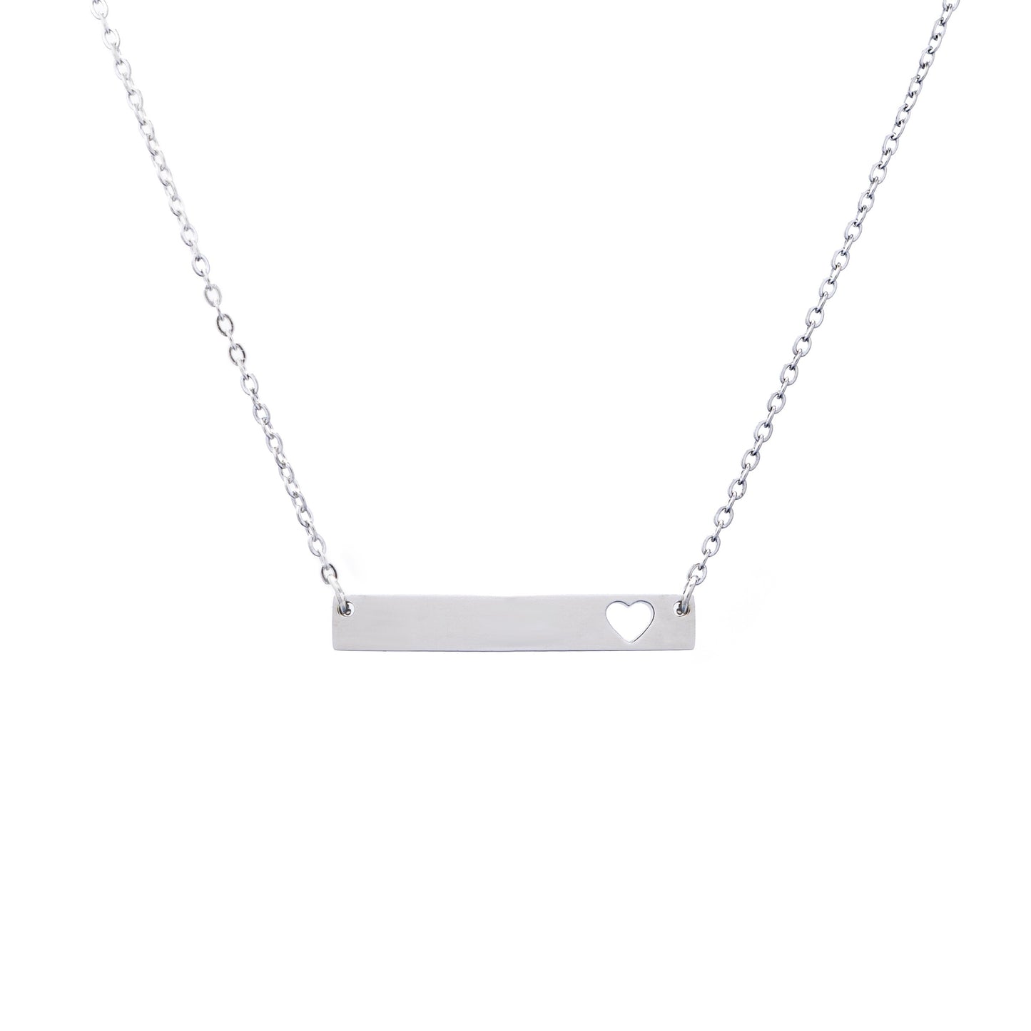Cutout Heart Bar Stainless Steel Necklace