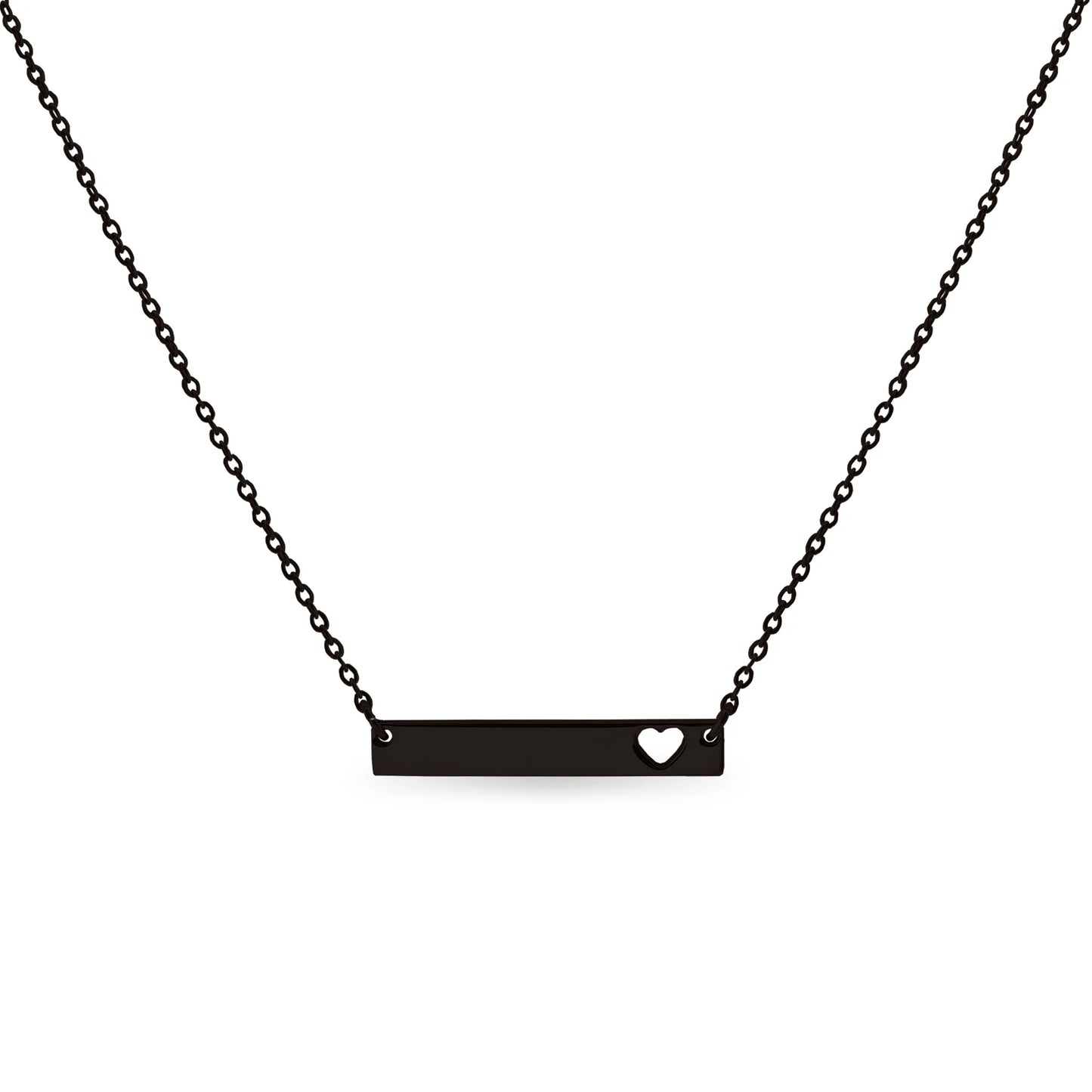 Cutout Heart Bar Stainless Steel Necklace