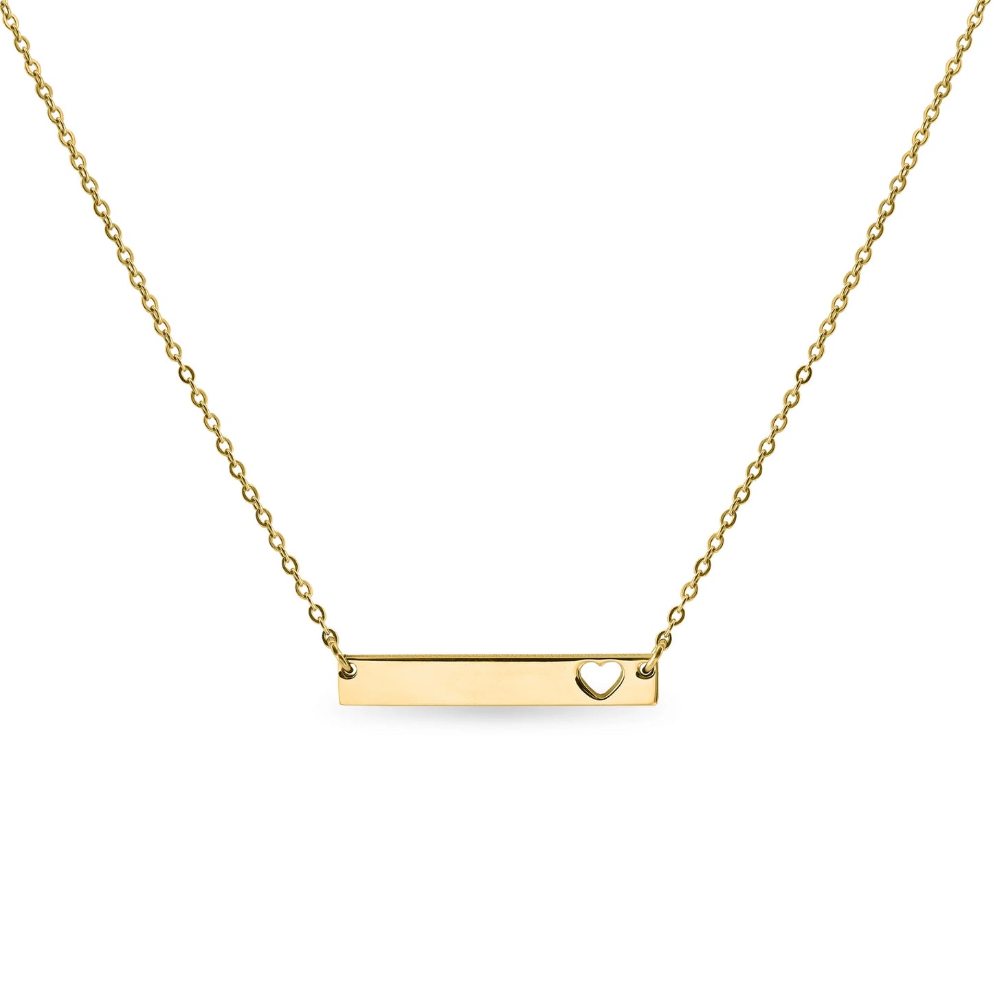 Cutout Heart Bar Stainless Steel Necklace