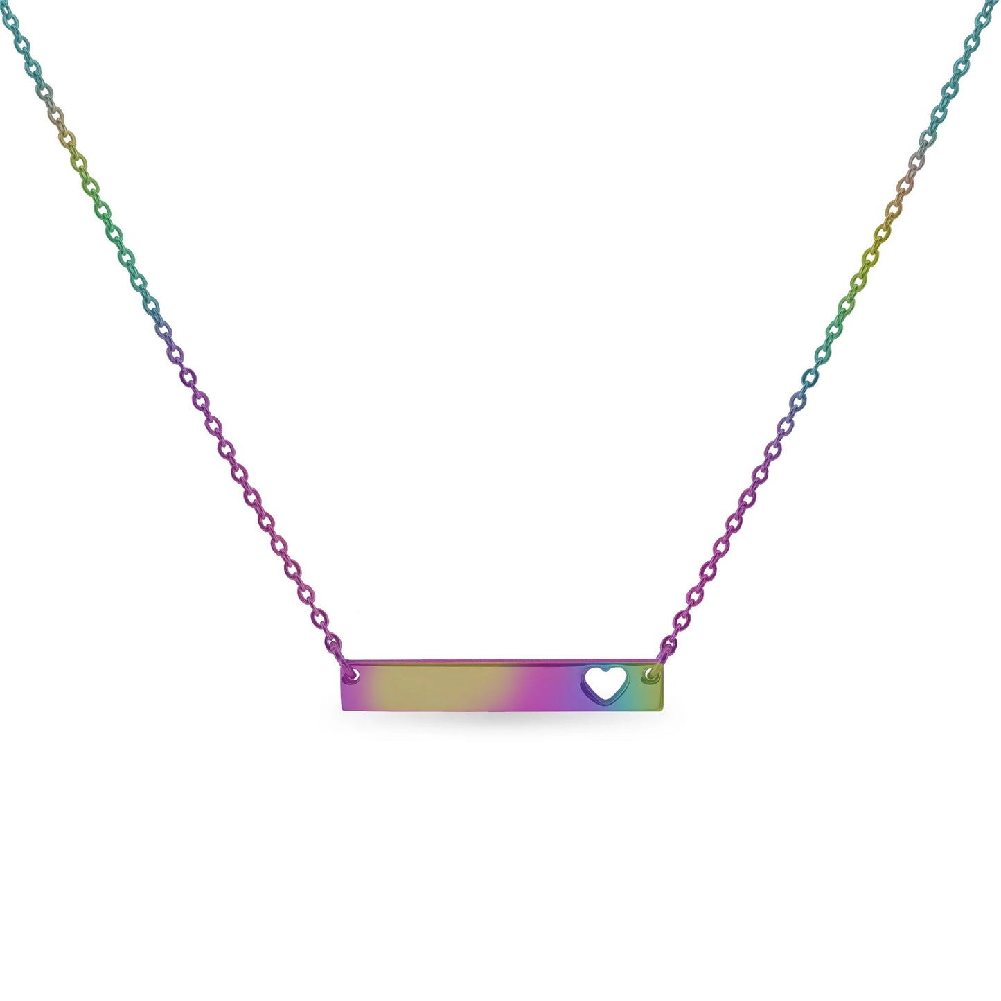 Cutout Heart Bar Stainless Steel Necklace