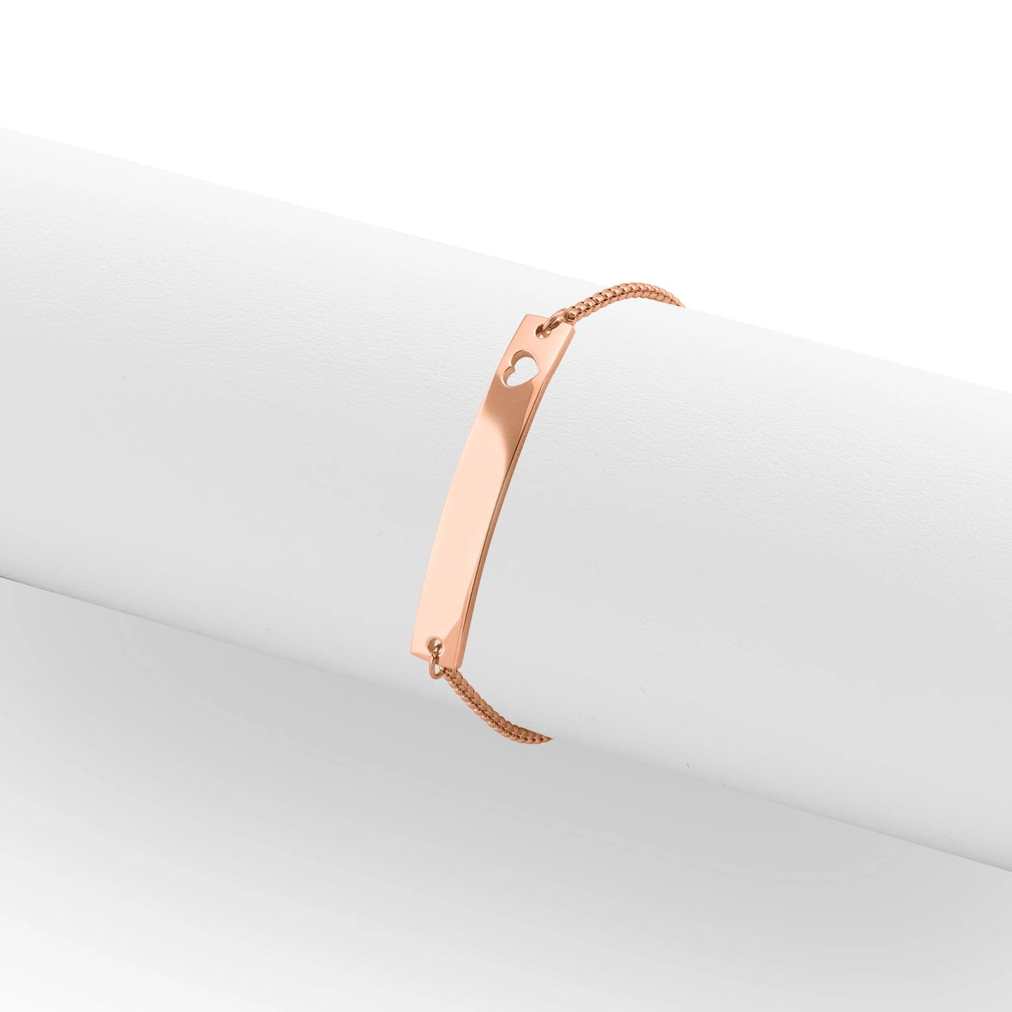 Curved Cutout Heart Adjustable Stainless Steel Bar Bracelet