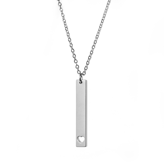 Heart Cutout Vertical Stainless Steel bar Necklace