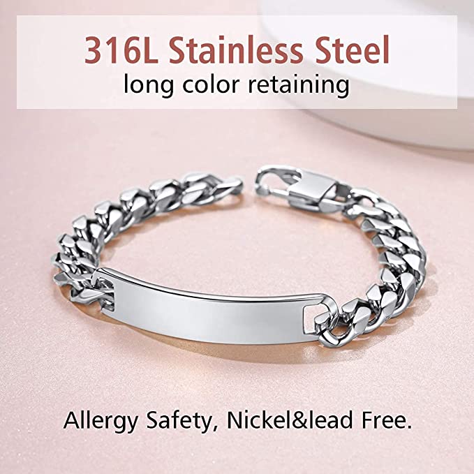 Mens stainless steel id on sale bracelets