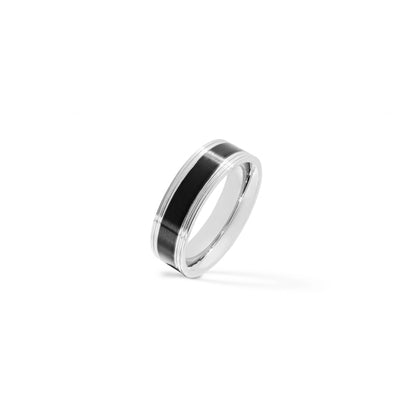 Black Center Polished Stainless Steel Ring