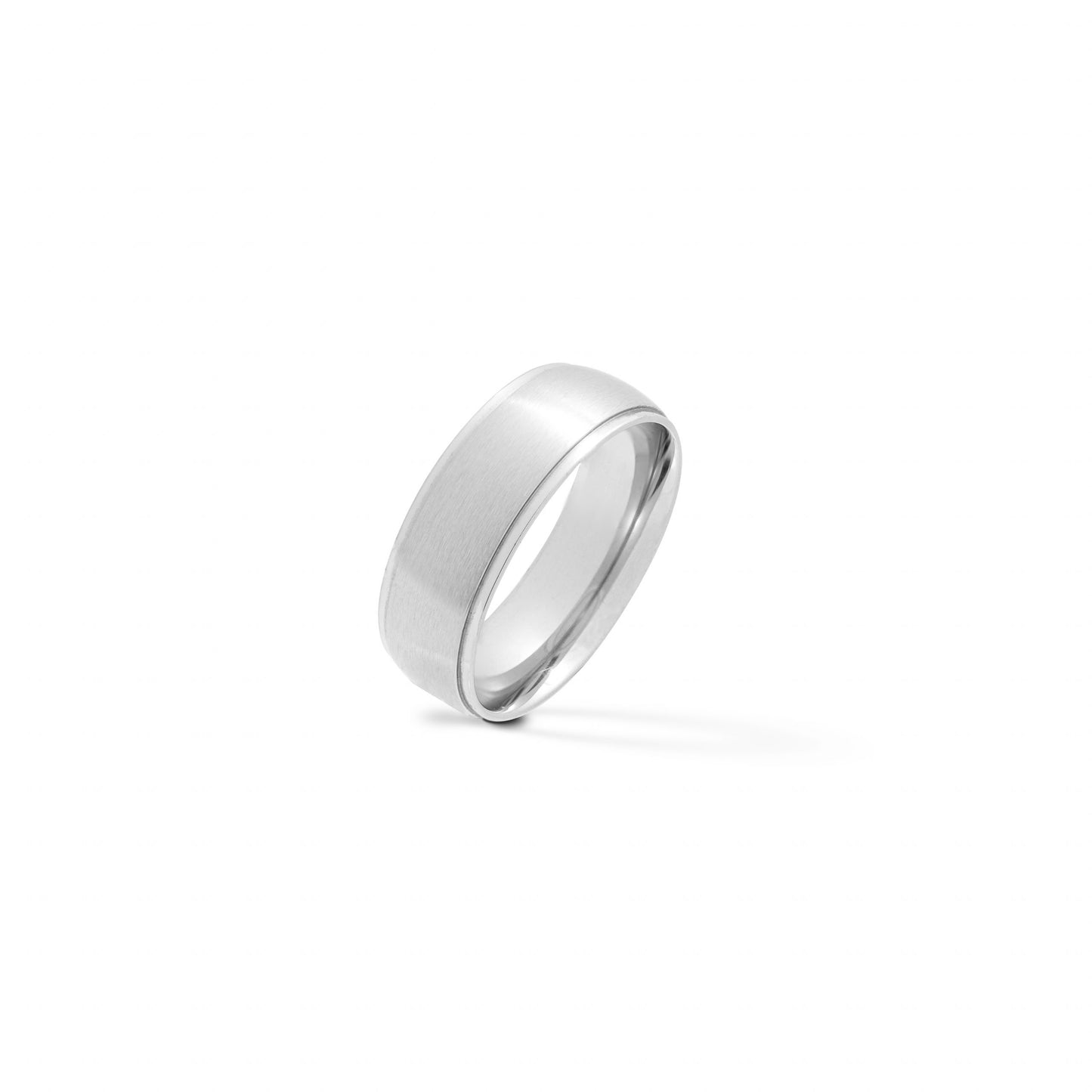 Brushed Rounded Center with Polished Edge Stainless Steel Ring