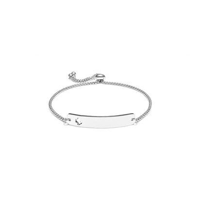 Curved Cutout Cactus Adjustable Stainless Steel Bar Bracelet