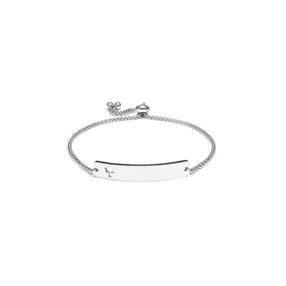 Curved Cutout Palm Tree Adjustable Stainless Steel Bar Bracelet