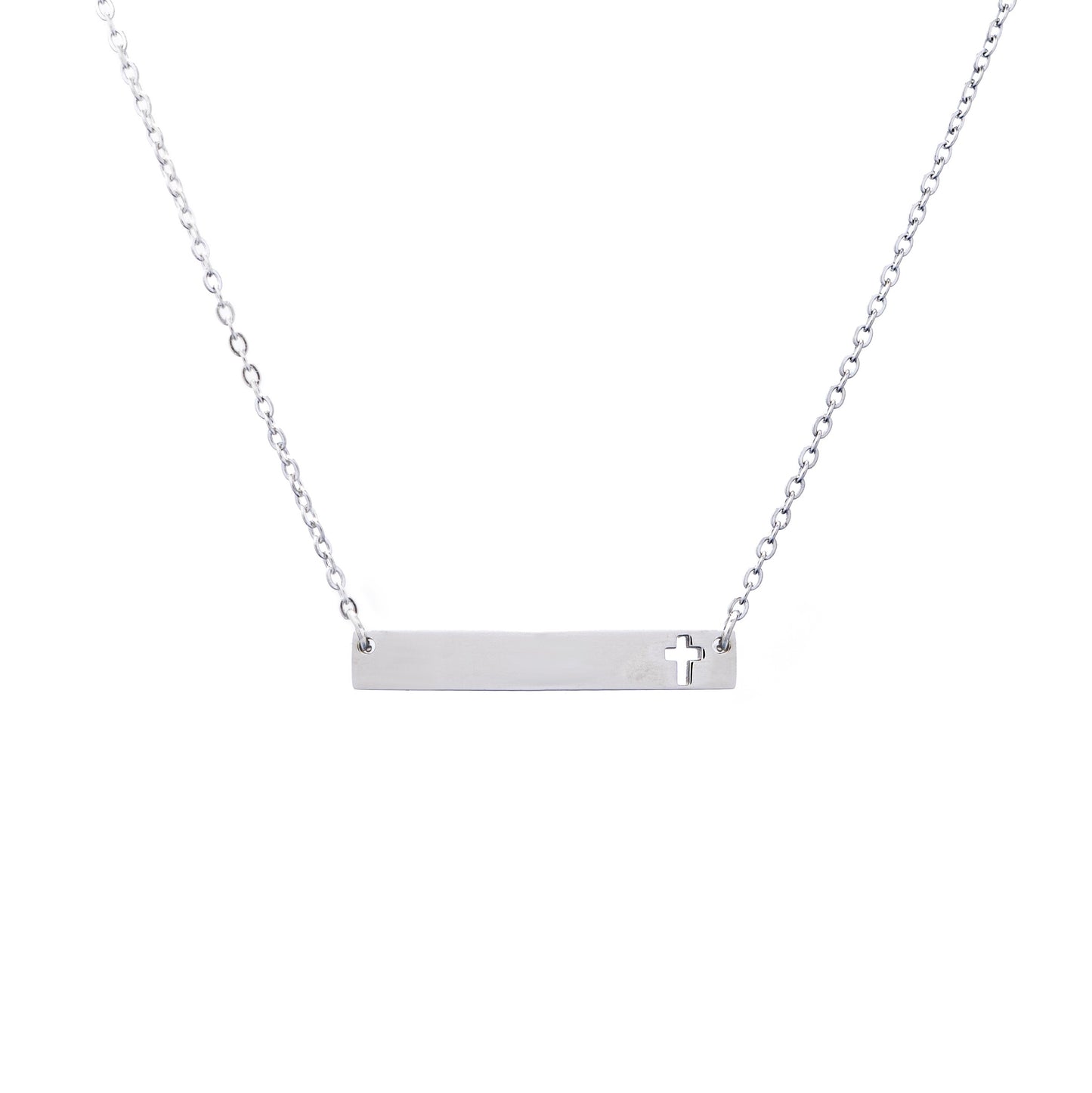 Cutout Cross Bar Stainless Steel Necklace