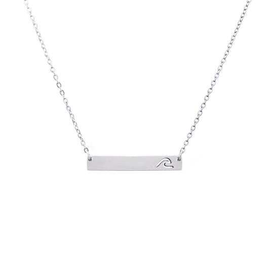 Cutout Waves Bar Stainless Steel Necklace