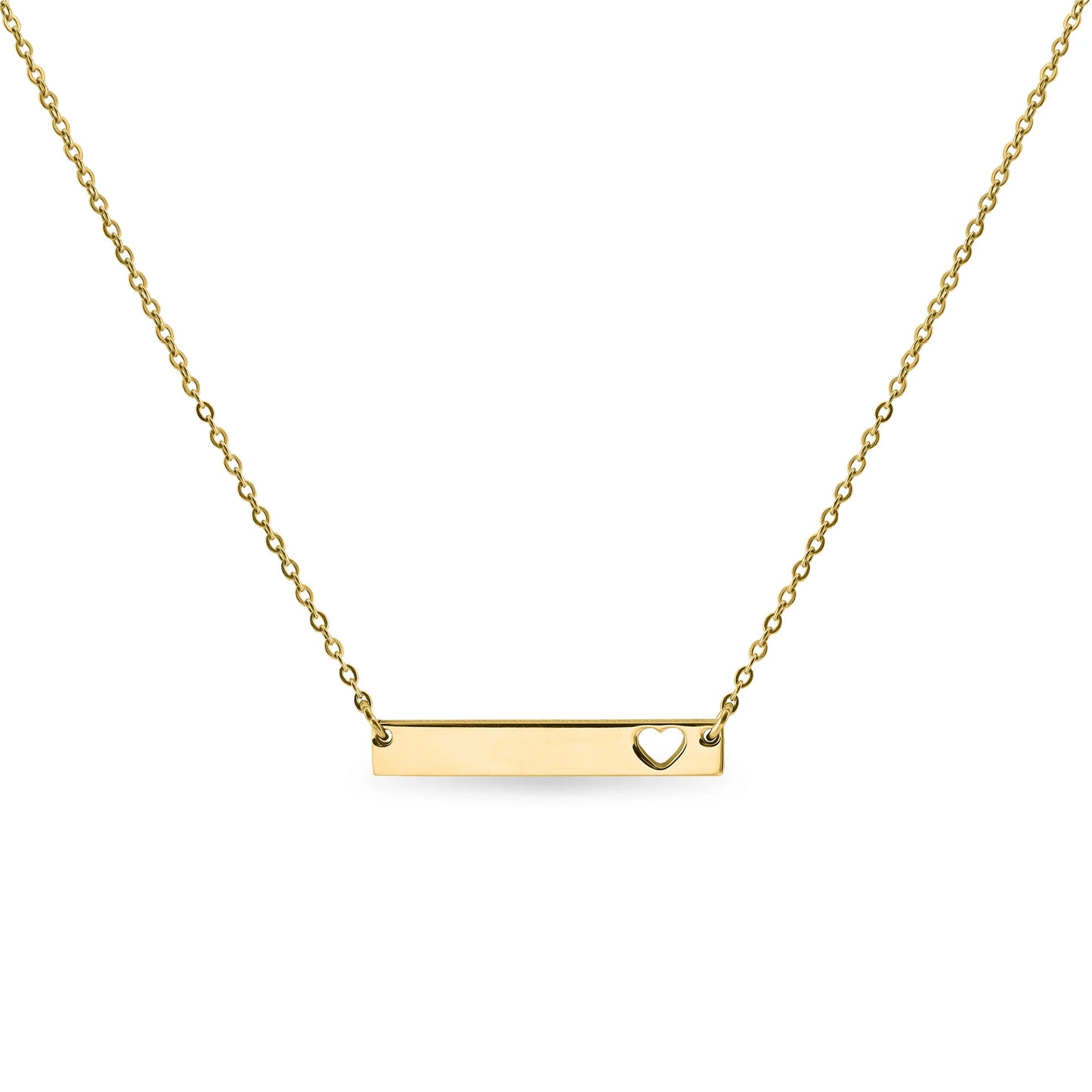 Cutout Heart Bar Stainless Steel Necklace